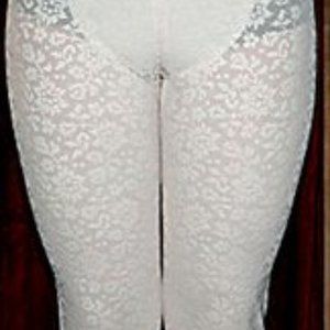 Vintage Crown-ette Powernet Lace Firm Control Long Leg Pantsliner Girdle Wh 9X